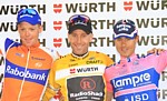 Le podium final du Tour de Suisse 2011: Kruijswijk, Leipheimer, Cunego